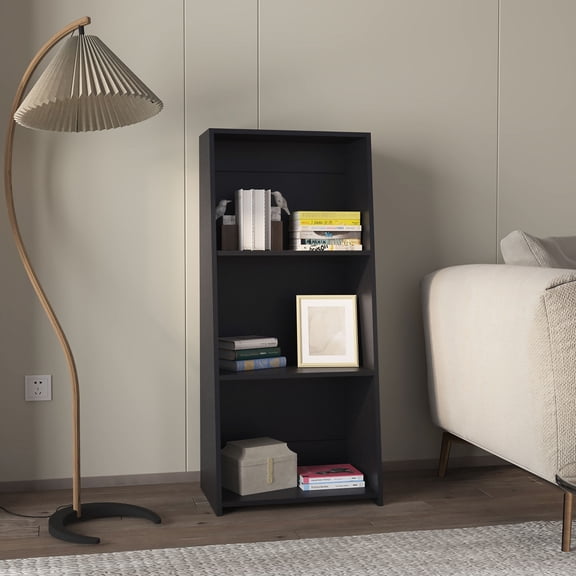 Melamine Black Three-Shelf Bookcase | Used for Office Storage and Display | Scratch-Resistant Melamine Design | Solves Cluttered Space Problems