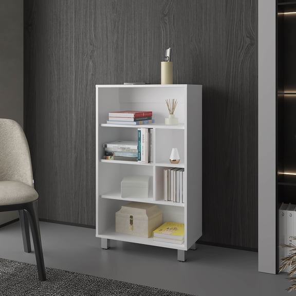 Melamine Bookcase with Six Shelves | Ample Storage for Books and Decor in Living Room | Scratch-Resistant Melamine Coating | Easy to Clean and Maintain