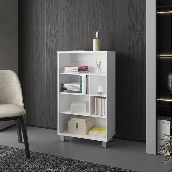 Melamine Bookcase with Six Shelves / Blend Well in Contemporary Settings