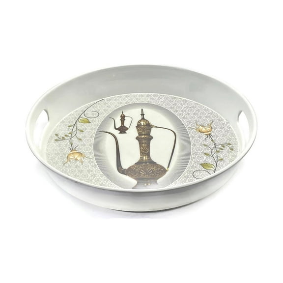 Melamine Circular Serving Tray for Drinks, Fresh Fruits, Ice cream bowls, Round Plastic Trays with Modern Attractive Designs Excellent Quality 13" (Kettles-13")