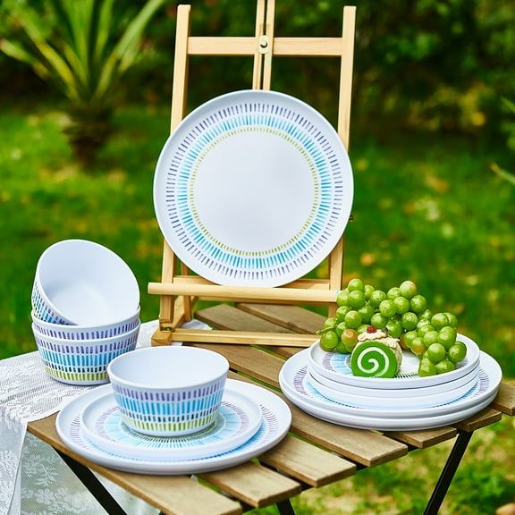 Melamine Dinner Plate Plastic Outdoor Butter Plates Set Lightweight Shatter Proof Chip Resistant Break-resistant Lightweight for Everyday Use