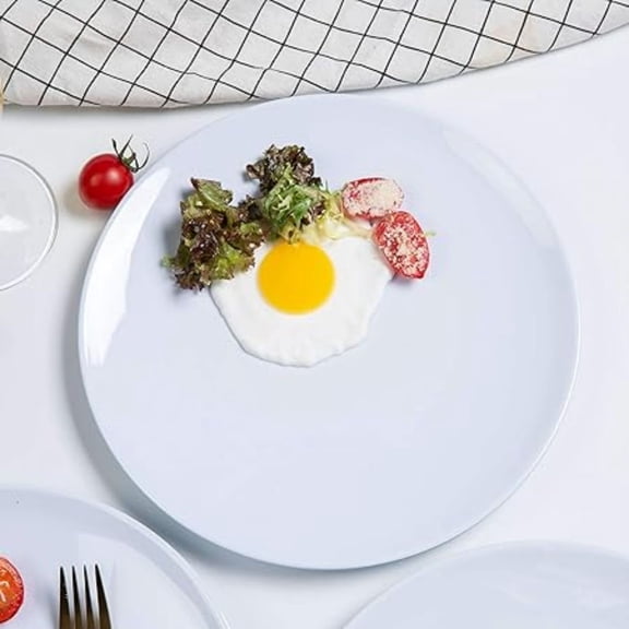 Melamine Dinner Plates - 6pcs 10inch Dinnerware Dishes Set for Indoor and Outdoor Use, Break-resistant, White
