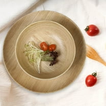 Melamine Dinnerware Set - 12pcs dinnerware set Indoor and Outdoor use, Bamboo Pattern Dishes Dinnerware Set for 4,Dishwasher Safe (Wood Grain)