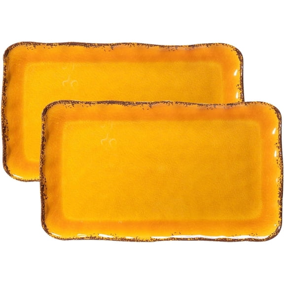 Melamine Farmhouse Rectangular Serving Platter Sets, 17.5" x 10" Large Serving Tray Sets, Melamine, Dishwasher Safe, , Lightweight and Unbreakable,