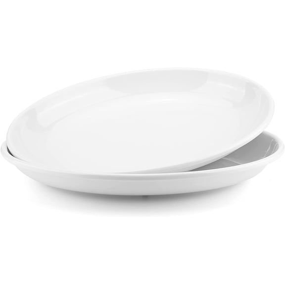 Melamine Large Serving Platter, 16-inch Oval Serving Plates, White Serving Tray for Entertaining Party, 100% Melamine Serving Dish for Appetizers Meat Food, Set of 2