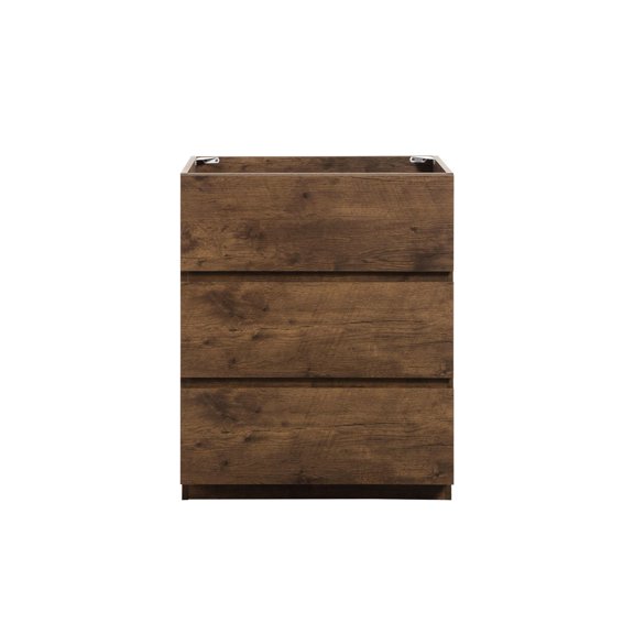 Melamine Material, Walnut Color | Maximized Drawer Space, Handle-Free | Bathroom Vanity Cabinet
