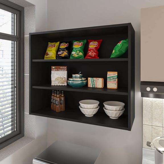 Melamine Open Storage | Kitchen Wall Cabinet for Easy Access to Spices and Bowls