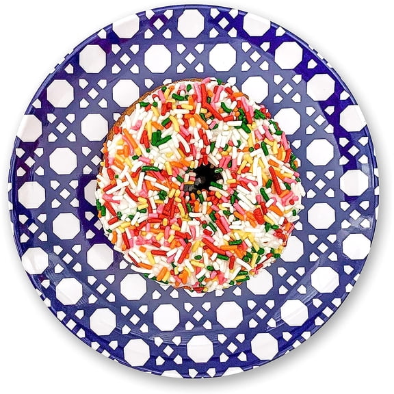 Melamine Plate Set of 4 | 6" Appetizer Plates | Reusable & Unbreakable Outdoor Dinnerware | Modern Patio Dish Set for Entertaining | Dishwasher Safe Dishware (Blue Geo)