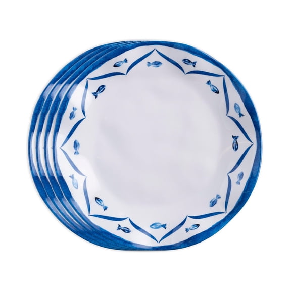 Melamine Sardinia 10.5" Dinner Plates, Set of 4 - Mediterranean Design
