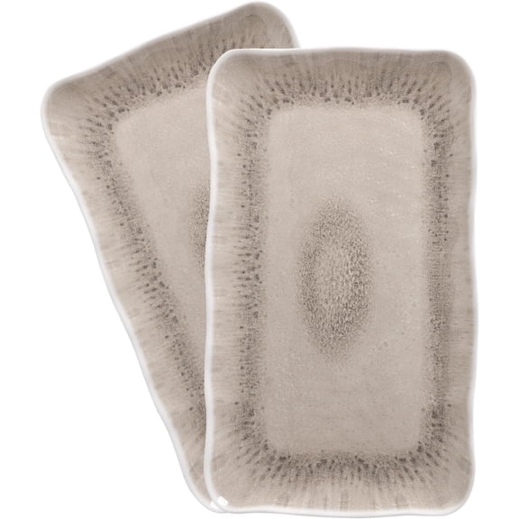 Melamine Serving Platters, Set of 2, 17'' x 10'' Melamine And Large Serving Trays. Warm Gray