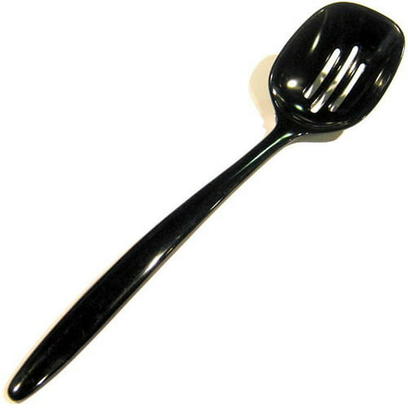 Melamine Slotted Food Serving Spoon, 12" Long, Black