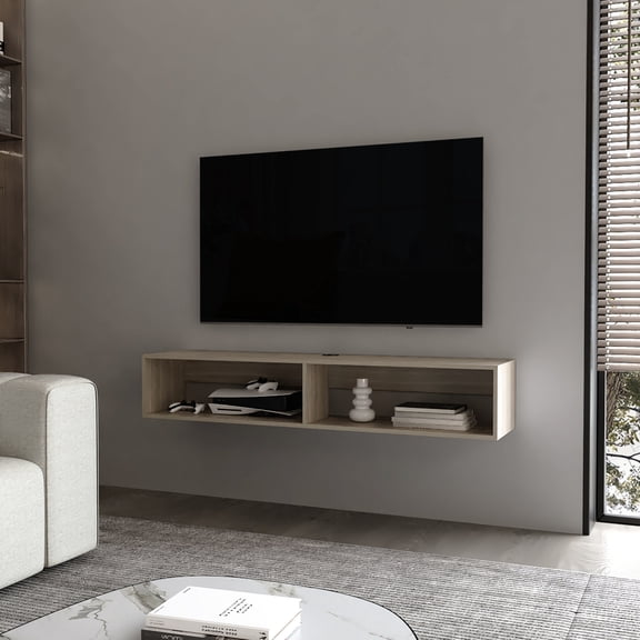 Melamine and Particle Board Media Rack for 40 - 49 Inch TVs in Living Areas Organizes Accessories