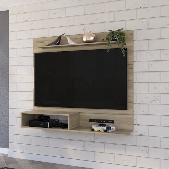 Melamine - filled particle board entertainment center | Fits 55 - inch TV, adds style to small living areas