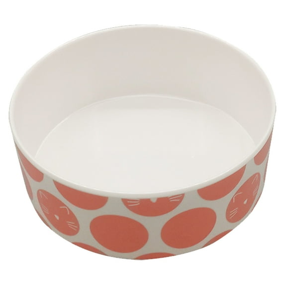 Melamine pet bowl cat supplies cat food tray cat bowl neck guard dog bowl - orange outside white inside