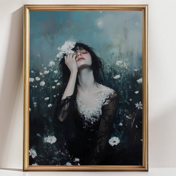 Melancholy Bloom Wall Art Print, Dark Floral Feminine, Moody Surreal ...