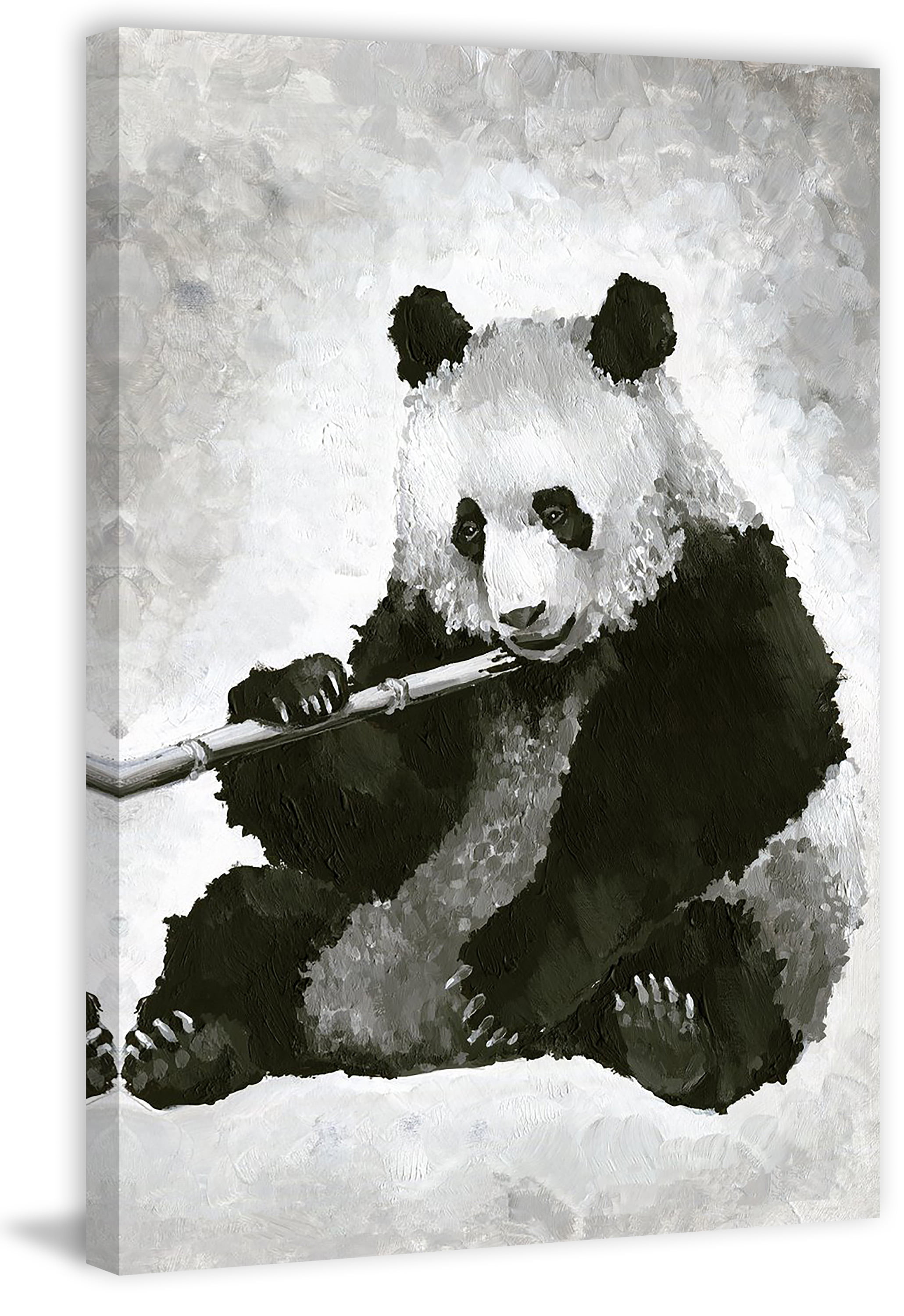 Melancholy Panda Painting Print on Wrapped Canvas 