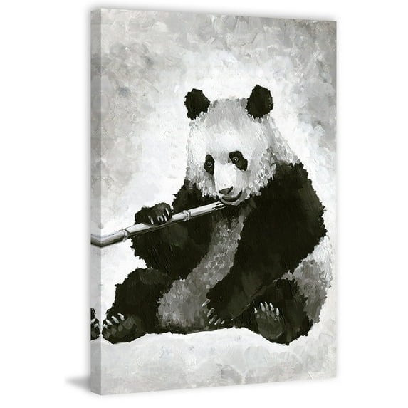 Melancholy Panda Painting Print on Wrapped Canvas