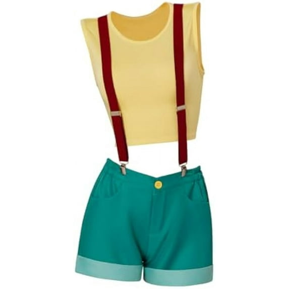 MelangCos Women Misty Costume Anime Cosplay Crop Top Shorts Suspender Set for Halloween Party