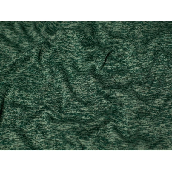 Melange Fleece Back Sweatshirt Stretch Knit Fabric Bottle Green - per yard
