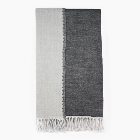 Melange Home 100% Merino Wool Collection Reversible Throws Grey