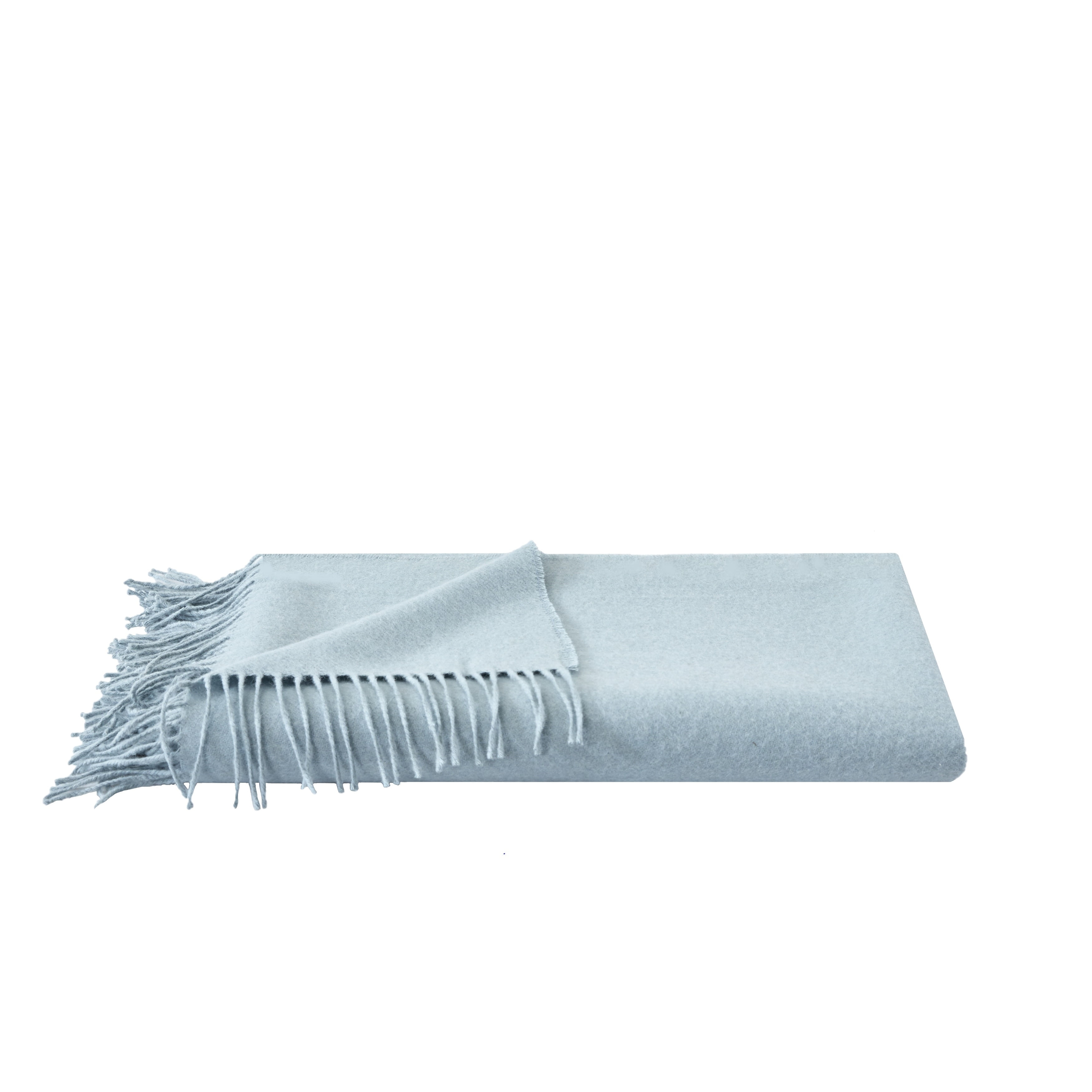 Luxurious Blue Merino Wool Reversible Throw Blanket