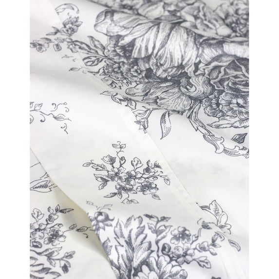 Melange Home 400 Thread Count Cotton Toile Pleat Sheet Set - 5 Color Grey Twin