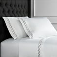 thumbnail image 1 of Melange Home Home Sweet Home Collection 600 Thread Count Cotton Rope Embroidery Bed Sheet Set Grey Queen, 1 of 5
