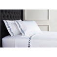 thumbnail image 1 of Melange Home Home Sweet Home Collection 600 Thread Count Cotton Rope Embroidery Bed Sheet Set Navy Twin, 1 of 5