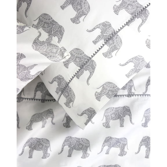 Melange Home Melange Pick Gray Printed Cotton Collection 400 Thread Count Sheet Set Animal Print Grey Twin Animal Print