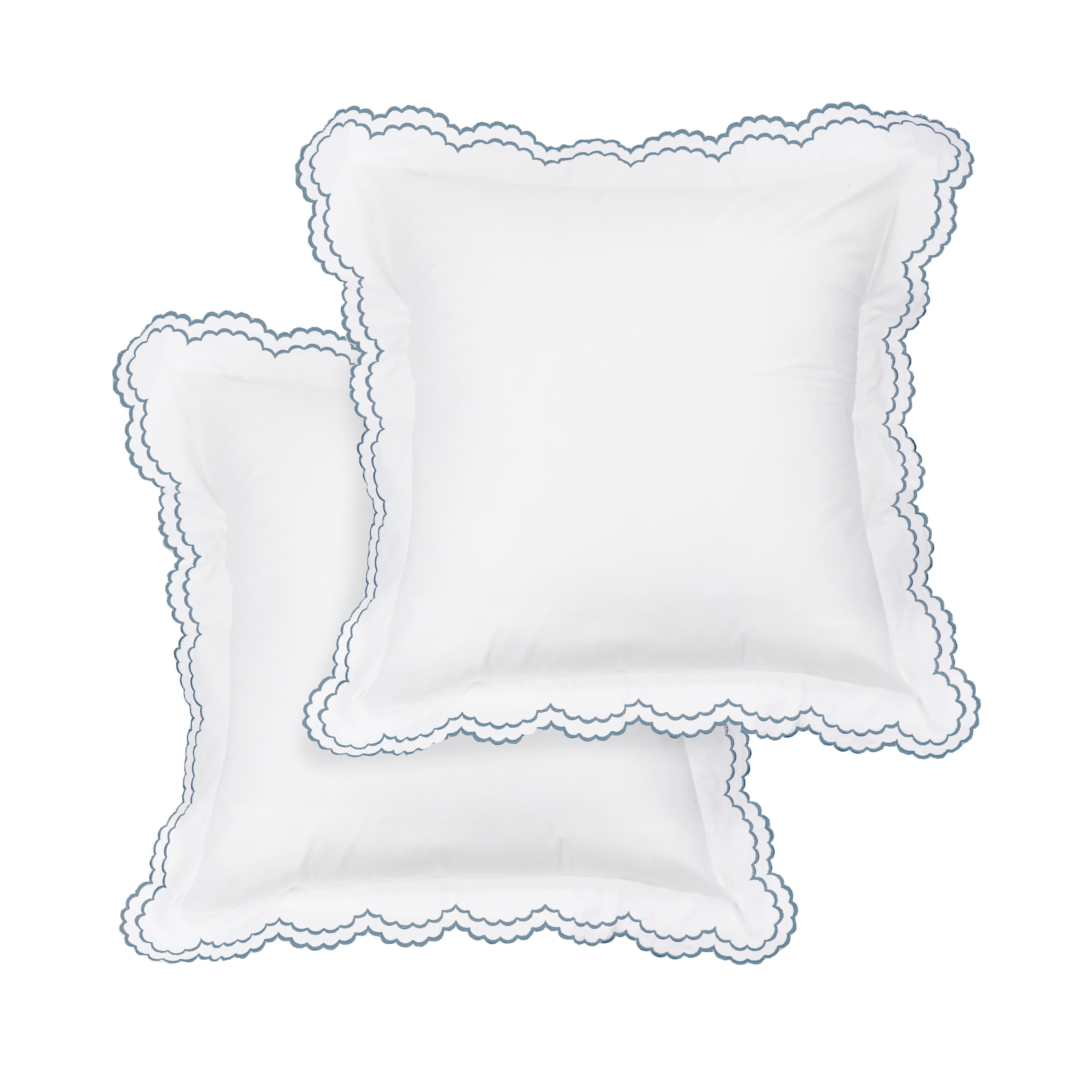 Navy Embroidered Cotton Euro Sham Set