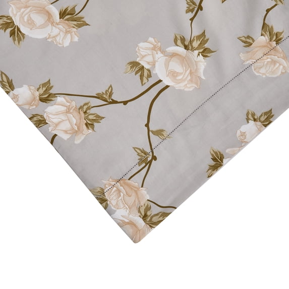 Melange Home Printed Design Cotton Collection 400TC Hemstitch Ivory Alabaster Rose Sheet Set and Pillowcases Ivory - Standard Pillowcase (Set of 2)