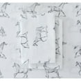 thumbnail image 1 of Melange Home Printed Design Cotton Collection 400TC Pleat Horses Bed Sheet Set Queen, 1 of 4