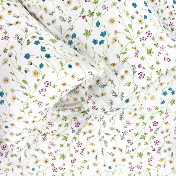 Melange Home Printed Floral Design Cotton Collection Sheet Set and Pillowcases Wildflower Multi - California King