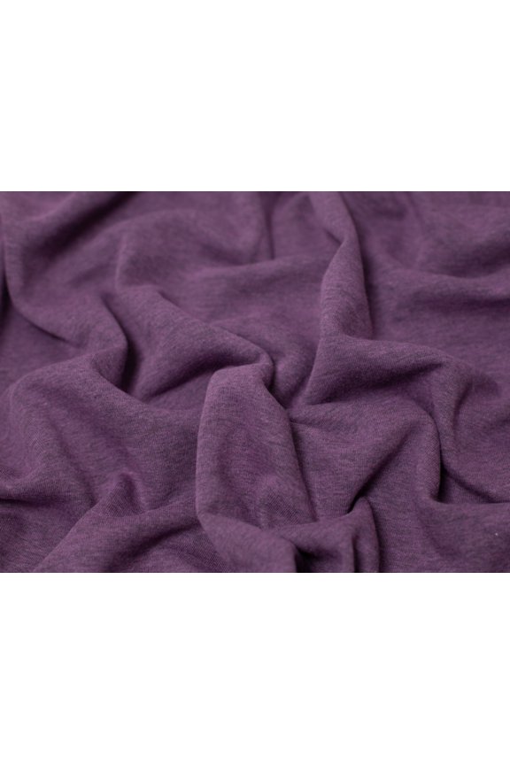 Melange Polycotton Fleece Back Sweatshirt Stretch Fabric Dark Plum - per yard