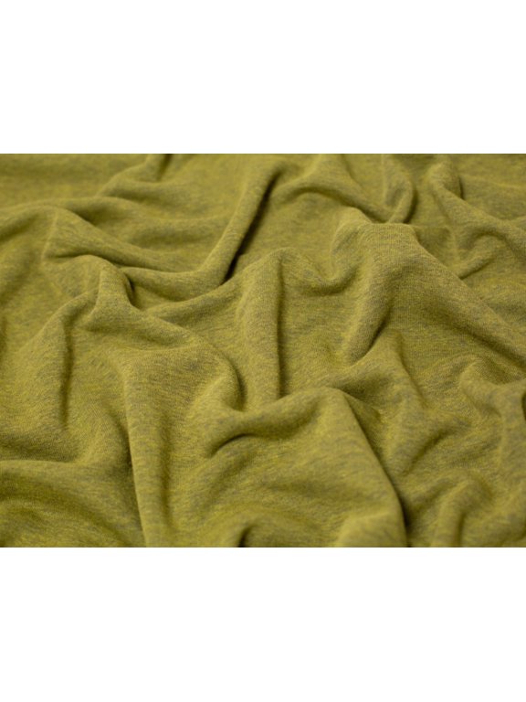 Melange Polycotton Fleece Back Sweatshirt Stretch Fabric Old Gold - per yard