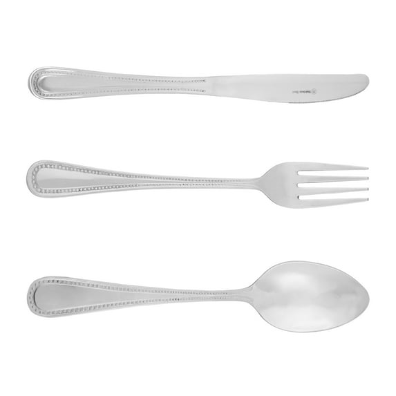 Melange Silverware Set, Melange Royal 20-Pieces Flatware Set Stainless Steel Cutlery Set Service for 4, Include Knife/Fork/Spoon, Hand Mirror Polished, Steel Color