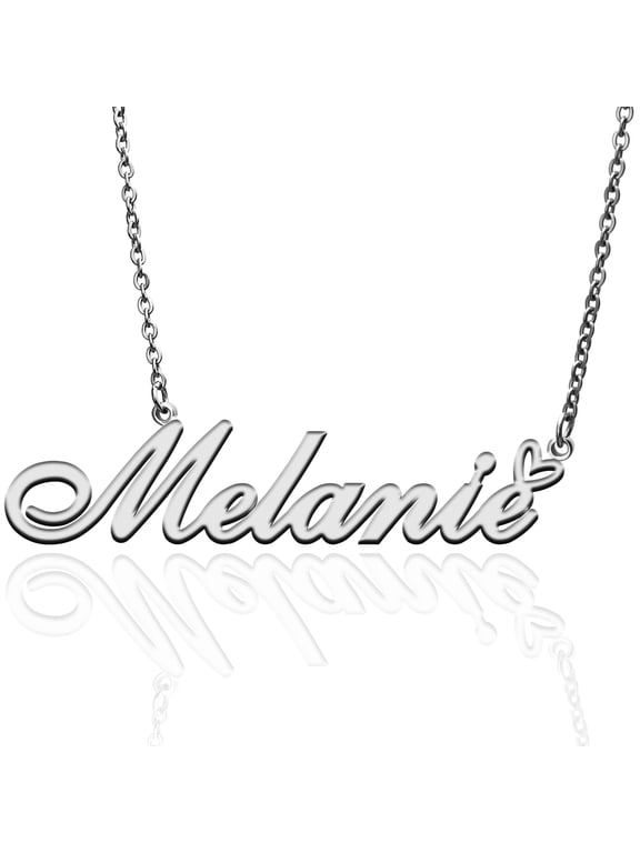 Melanie Custom Name Necklace Customized Personalized Plated Name Necklace for Mother Daughter Friendship Women Valentine's Day Christmas Birthday New Year Silver