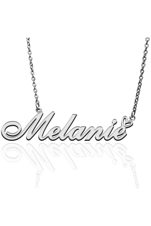 Melanie Custom Name Necklace Customized Personalized Plated Name Necklace for Mother Daughter Friendship Women Valentine's Day Christmas Birthday New Year Silver