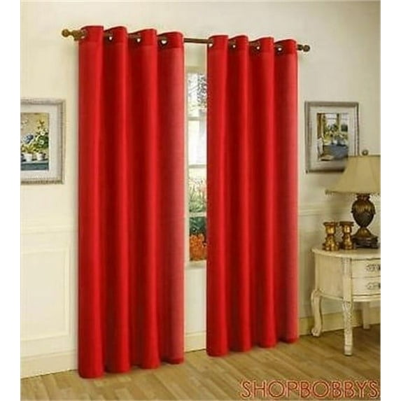 Melanie Faux Silk Panel With 8 Grommets, Red, 55x84 Inches