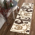 thumbnail image 1 of Melanie Floral Ivory & Beige Modern Geometric Comfy Casual Fleur-de-Lis Hand Carved Area Rug Easy to Clean Stain Fade Resistant Contemporary Thick Soft Plush Living Dining Room, 1 of 4
