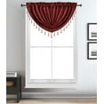 thumbnail image 1 of Melanie Jacquard Rod Pocket Window Treatment Luxury Waterfall Valance Curtain Drape (48" W x 37" L, Burgundy), 1 of 1