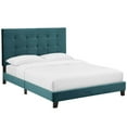 thumbnail image 1 of Melanie Queen Tufted Button Upholstered Performance Velvet Platform BedSea Blue, 1 of 5
