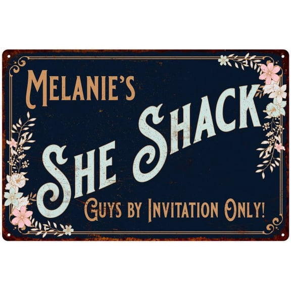 Melanie's SHE SHACK Sign Metal Wall Decor 8 x 12 High Gloss Metal 208120060191
