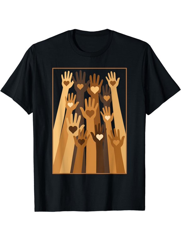 Melanin Hand Hearts Black History Month BLM African American T-Shirt