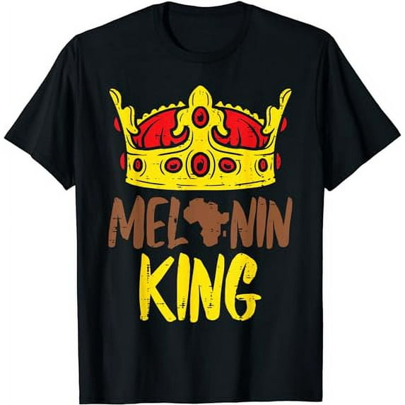 Melanin King Crown Black History African BHM Couple Men Him T-Shirt