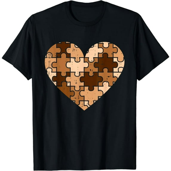 Melanin Puzzle Heart Black History Month BLM Pan African T-Shirt