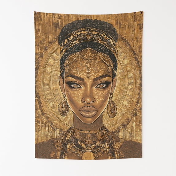 Melanin Queen Glow Wall Tapestry for Bedroom by DC | African American Tapestry Wall Hanging & Aesthetic Decor for Dorm, Living Room, Picnic & Home | 39"x52"