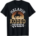 thumbnail image 1 of Melanin Rodeo Queen Bronc Riding African American Cowgirl T-Shirt, 1 of 3