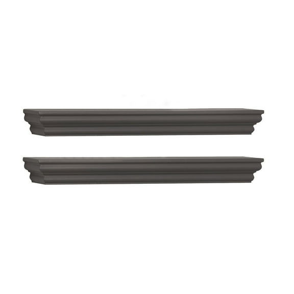 Melannco 1.75 in x 16 in 2 Tier Gray Floating Shelves 2 Count