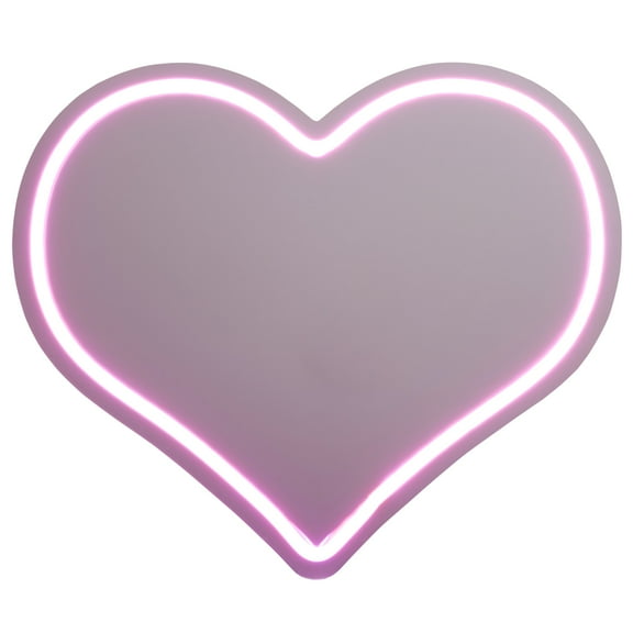 Melannco 13 X 11 inch Heart Shaped Mirror with Neon Led Lights